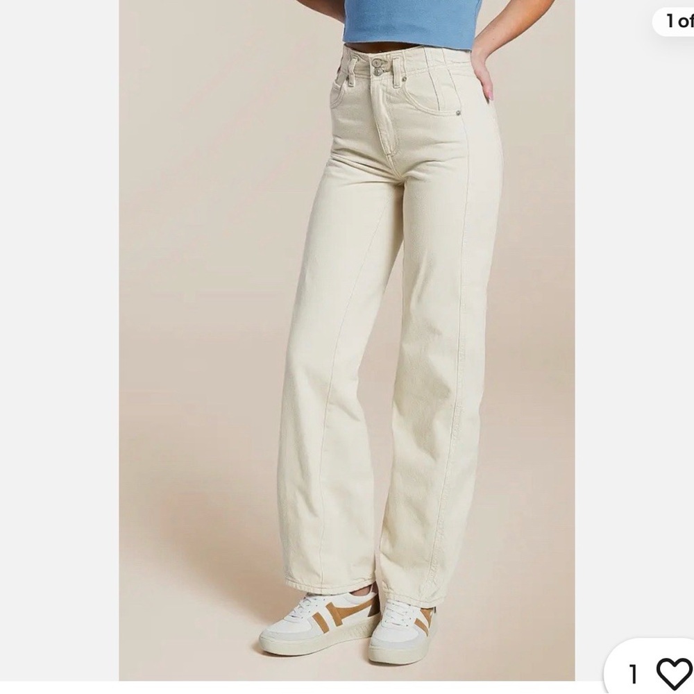 We The Free Off-White Straight Leg High-Rise Pants